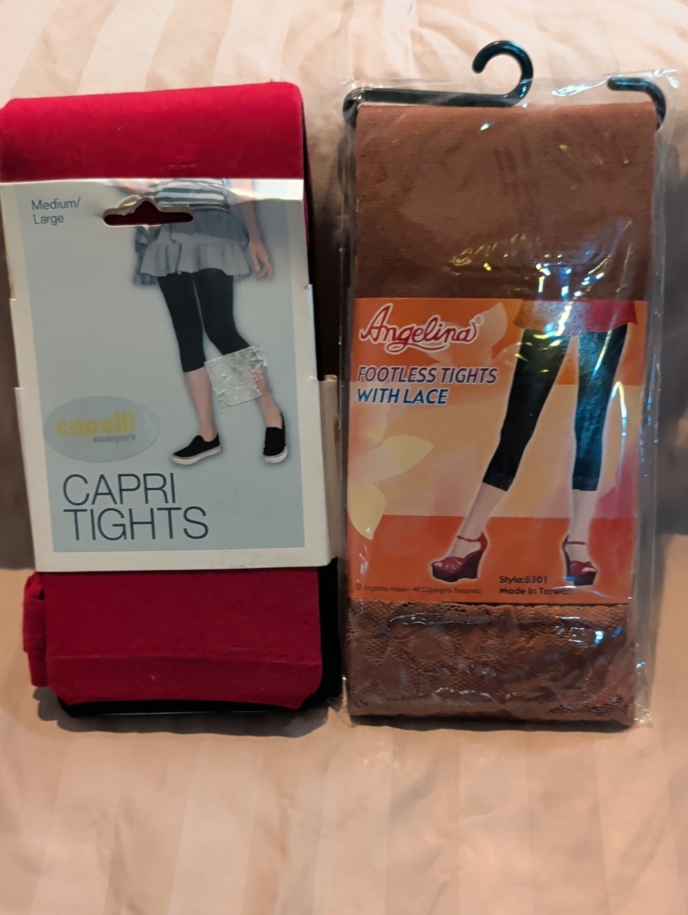 Angelina Footless Lace Tights - Tan. Capri Tights Black And Pink